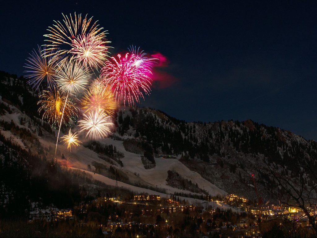 fireworks on ski hill